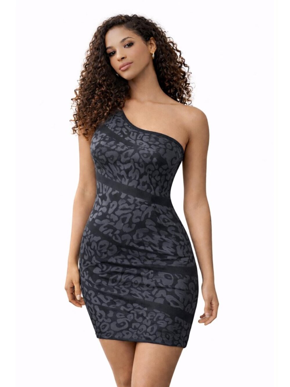 Black Grey Bodycon Dress Medium Stretch Nylon Spandex Women YiTong